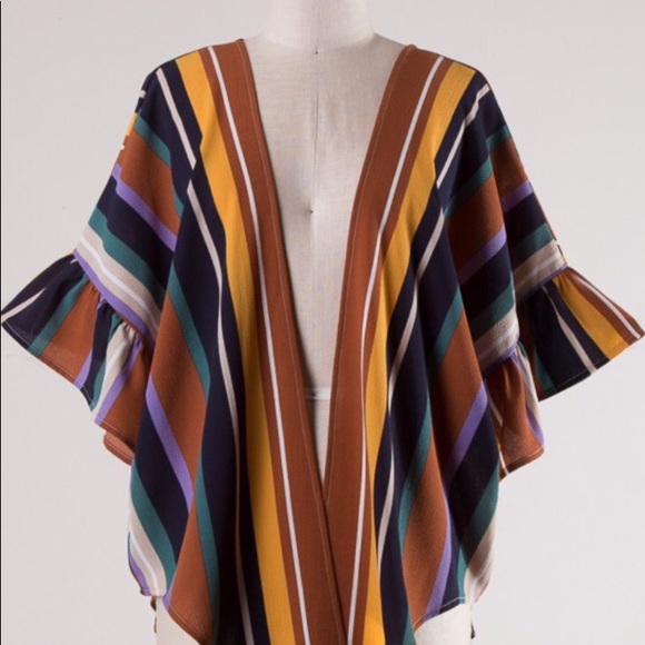 ❗️One Left❗️NWT Short Sleeve Stripe Cardigan - Picture 4 of 7